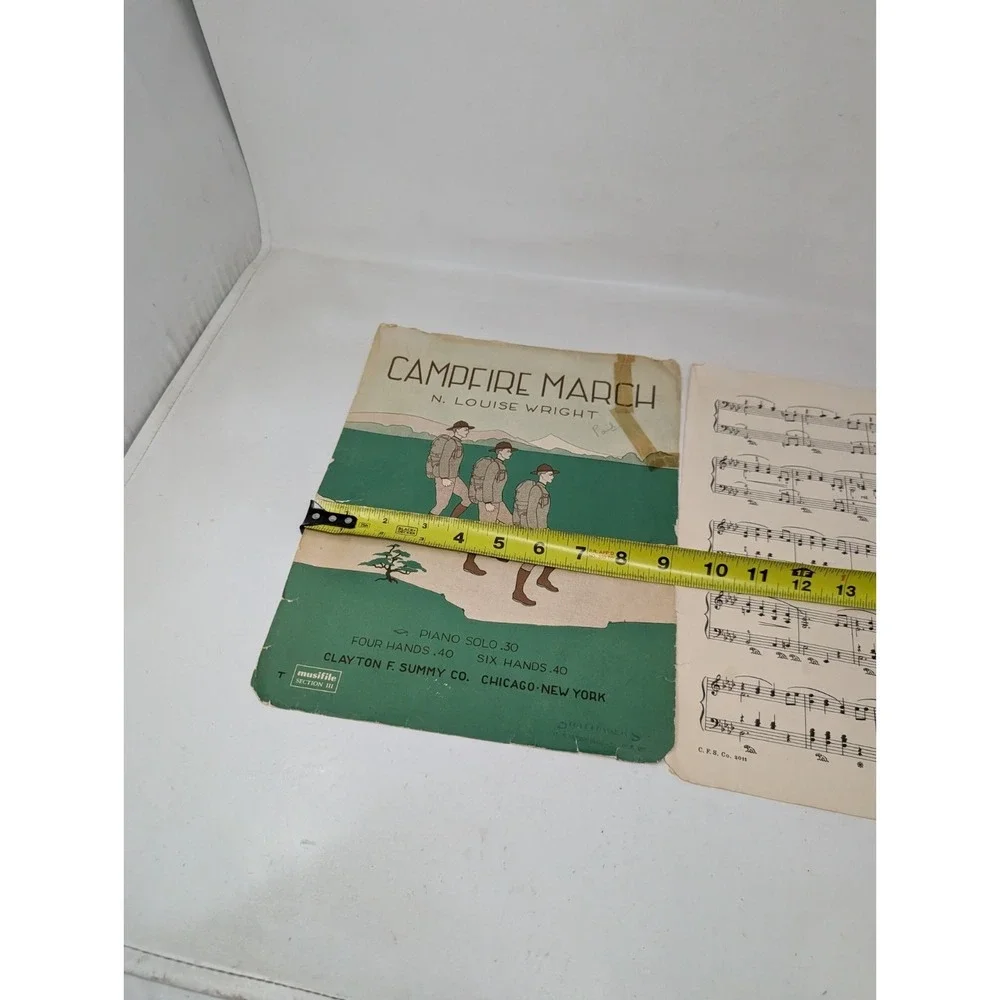 Vintage 1920s Sheet Music Campfire March N. Louise Wright Scout Military Antique